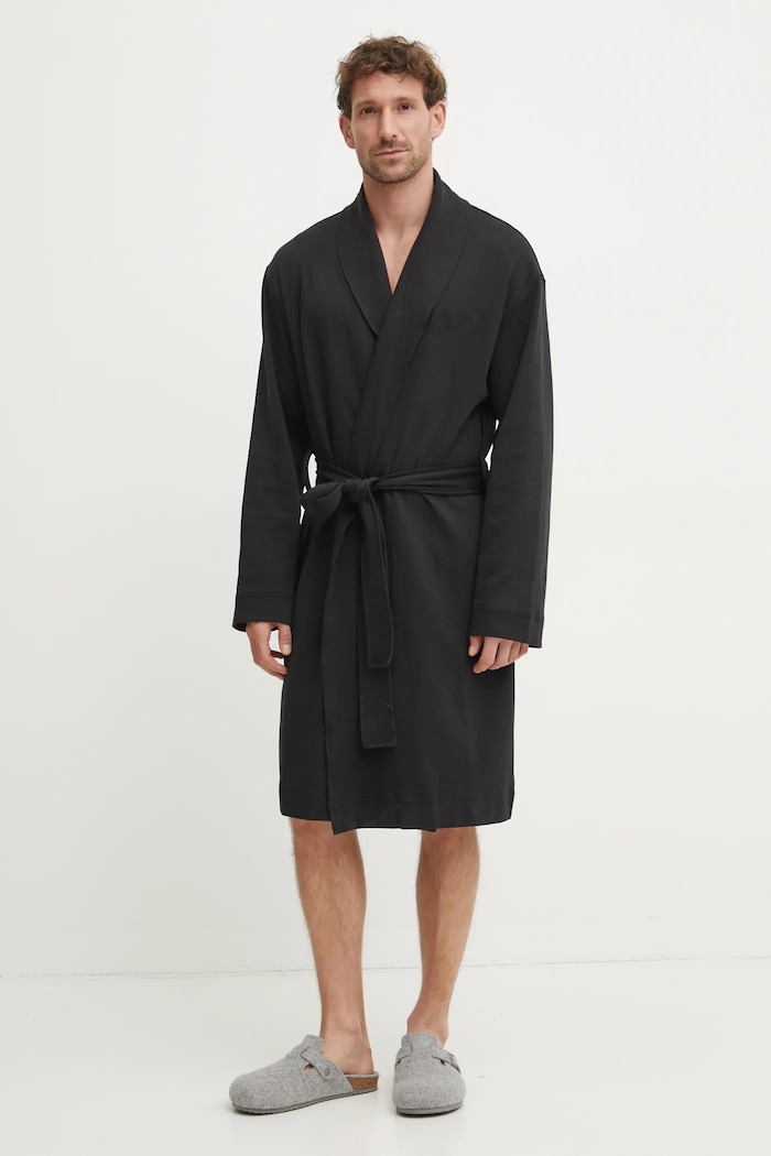 Ρόμπα Calvin Klein Underwear πλεκτό ύφασμα μαύρο 000NM2711E