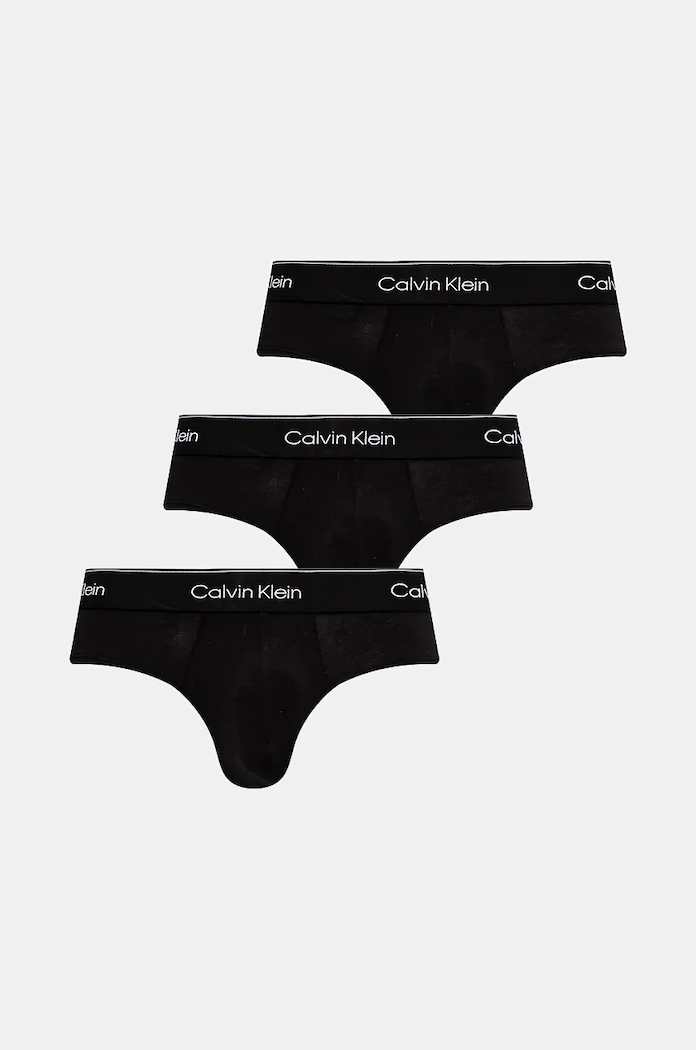 Slipy Calvin Klein Underwear 3-pak pletenina čierna 000NB3962A