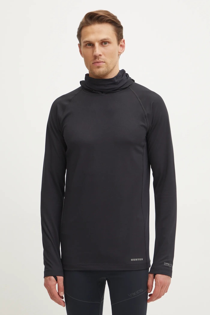 Funkční triko s dlouhým rukávem Burton Midweight X Base Layer Long Neck Hoodie Planet friendly černá 222011