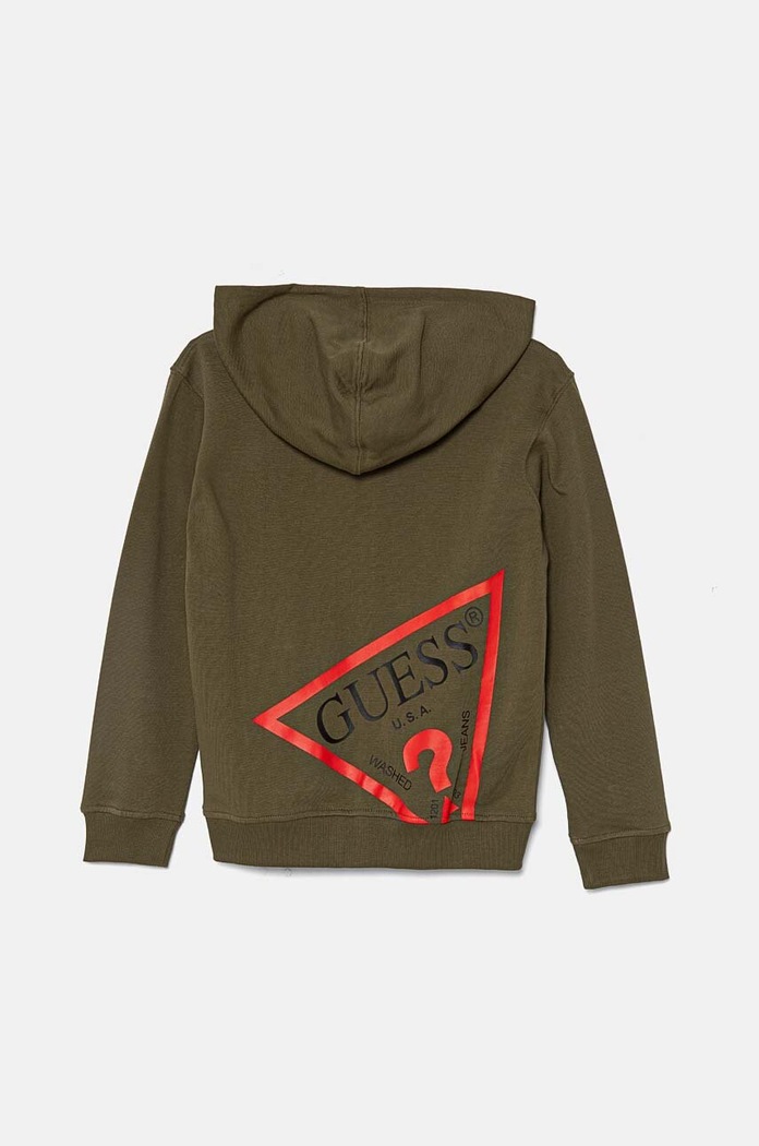Detská bavlnená mikina Guess L4RQ22.KAUG0.9BYH zelená AW24