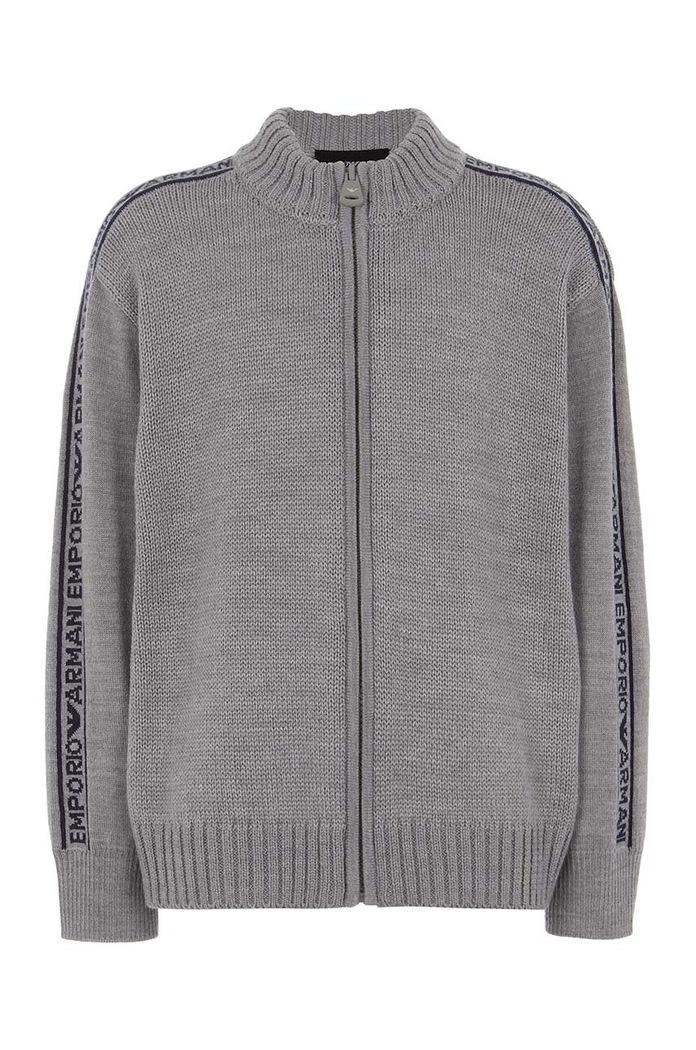 Emporio Armani kardigan wełniany dziecięcy 6D4M58.4MJAZ szary AW24