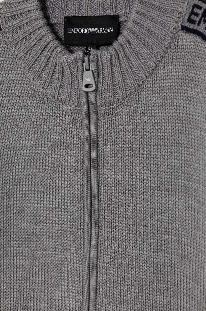 Emporio Armani kardigan wełniany dziecięcy szary 6D4M58.4MJAZ