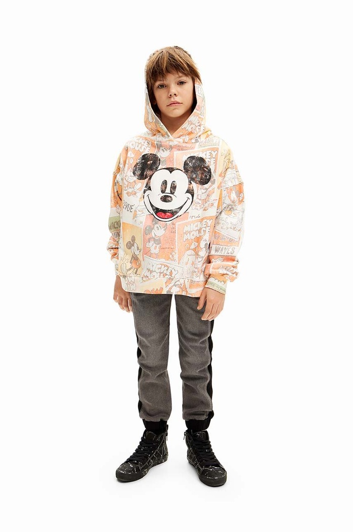 Dětská bavlněná mikina Desigual MICKEY MOUSE 24WBSK10 oranžová
