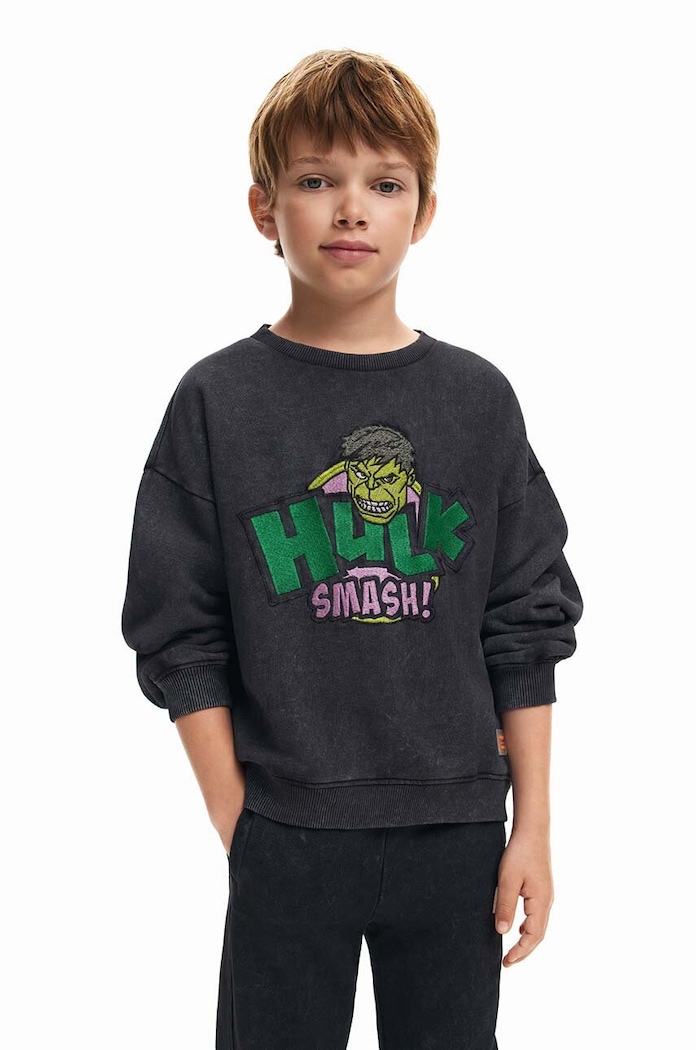 Детски памучен суичър Desigual HULK памук зелен 24WBSK05