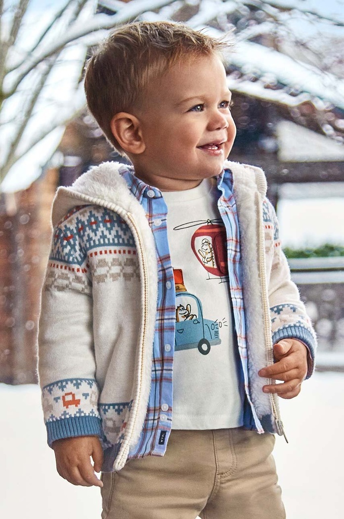 Kojenecký svetr Mayoral s kapucí béžová 2319.3E.Baby.9BYH