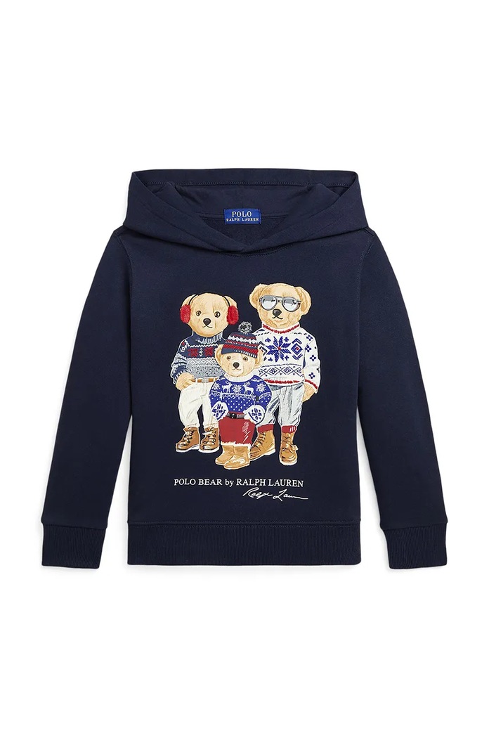 Dětská mikina Polo Ralph Lauren s kapucí námořnická modř 322953042001