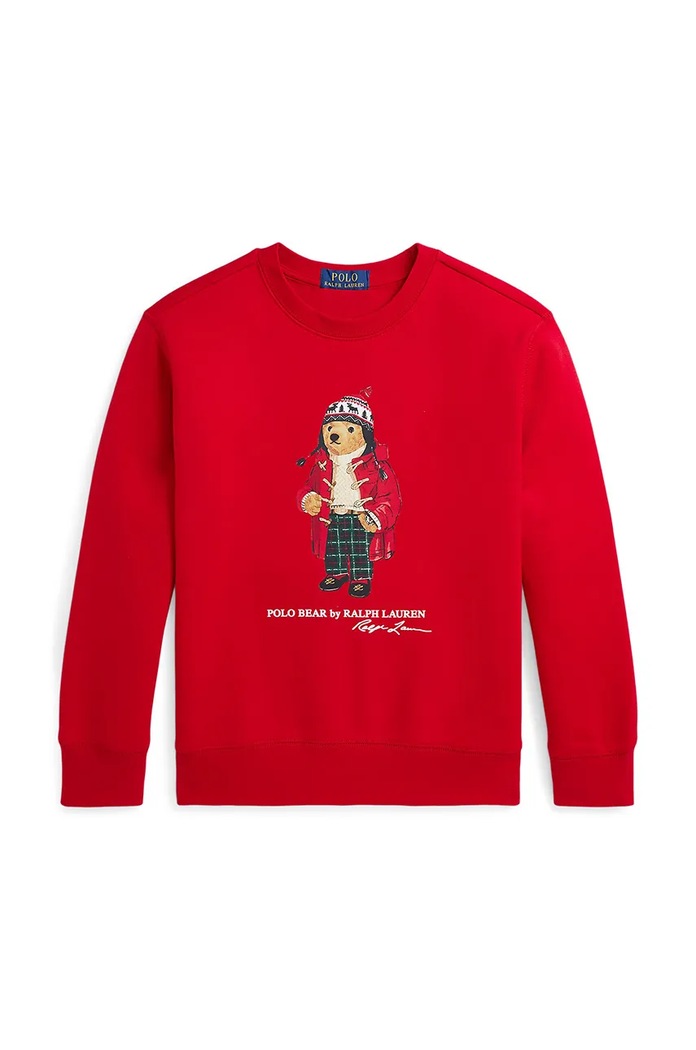 Dětská mikina Polo Ralph Lauren bez kapuce červená 323960439001