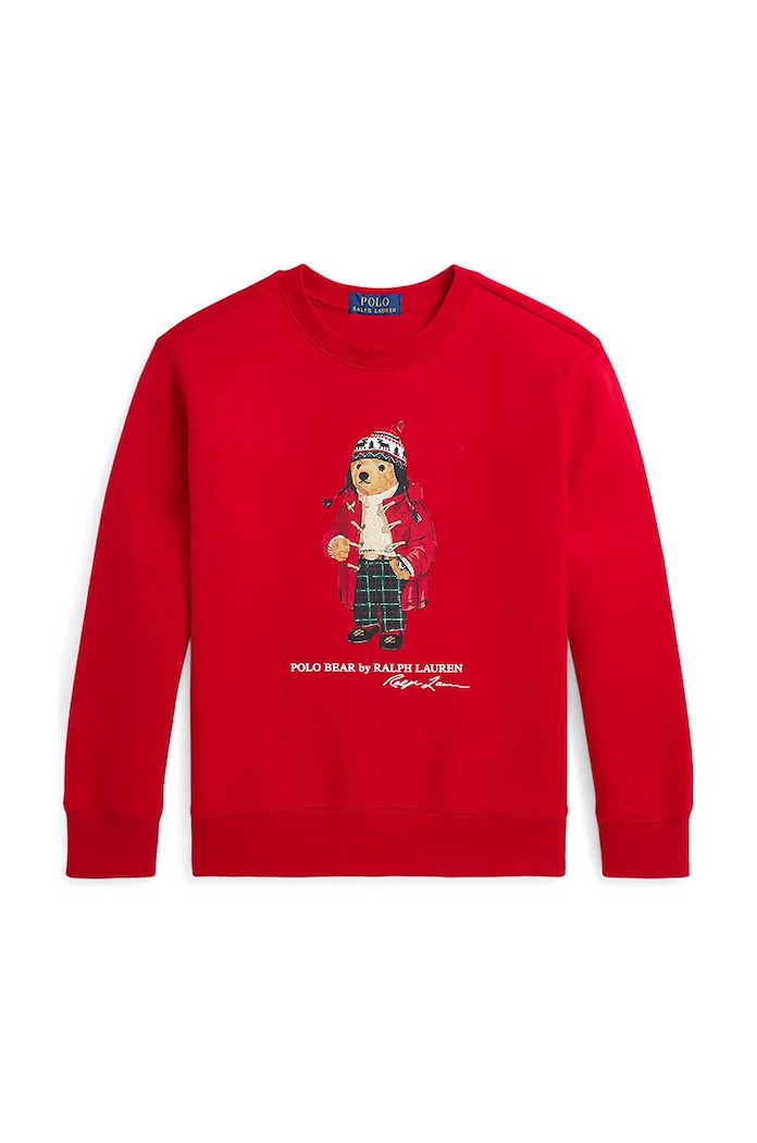 Dětská mikina Polo Ralph Lauren bez kapuce červená 323960439001