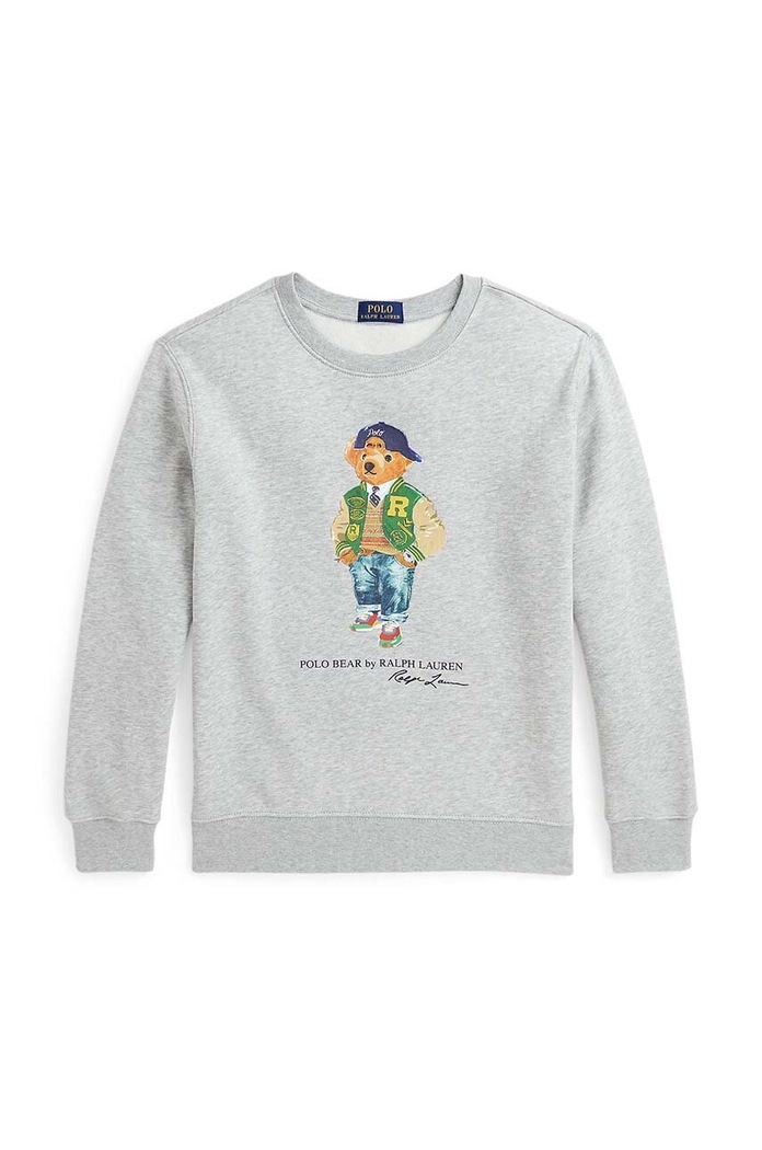 Detská mikina Polo Ralph Lauren bez kapucne sivá 323960439003