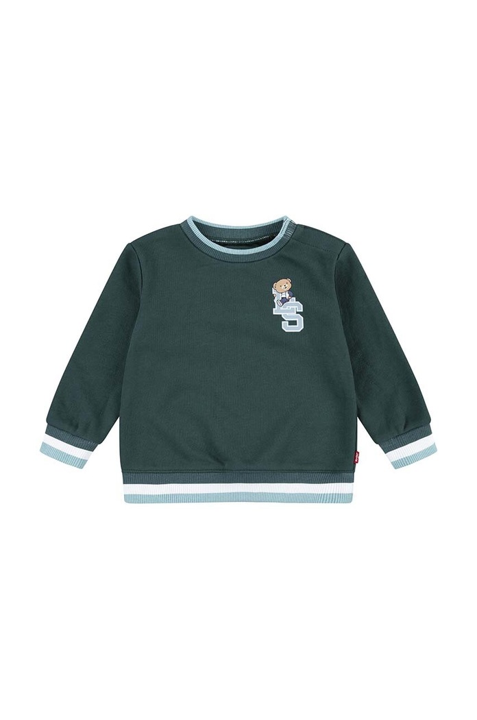 Dětská mikina Levi's VARSITY LEVI TIPPED CREW bez kapuce zelená 6EL324