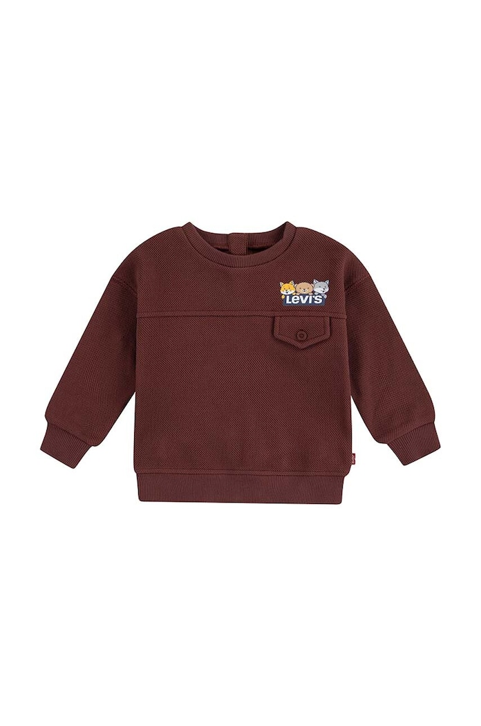 Mikina pre bábätká Levi's CHARACTER POCKET CREW bez kapucne hnedá 6EL339