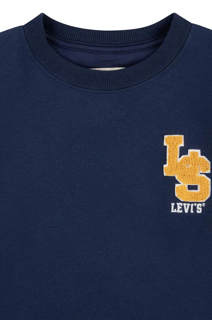 CHLAPEC Dětská mikina Levi's LS MONOGRAM CREWNECK 9EL507 námořnická modř