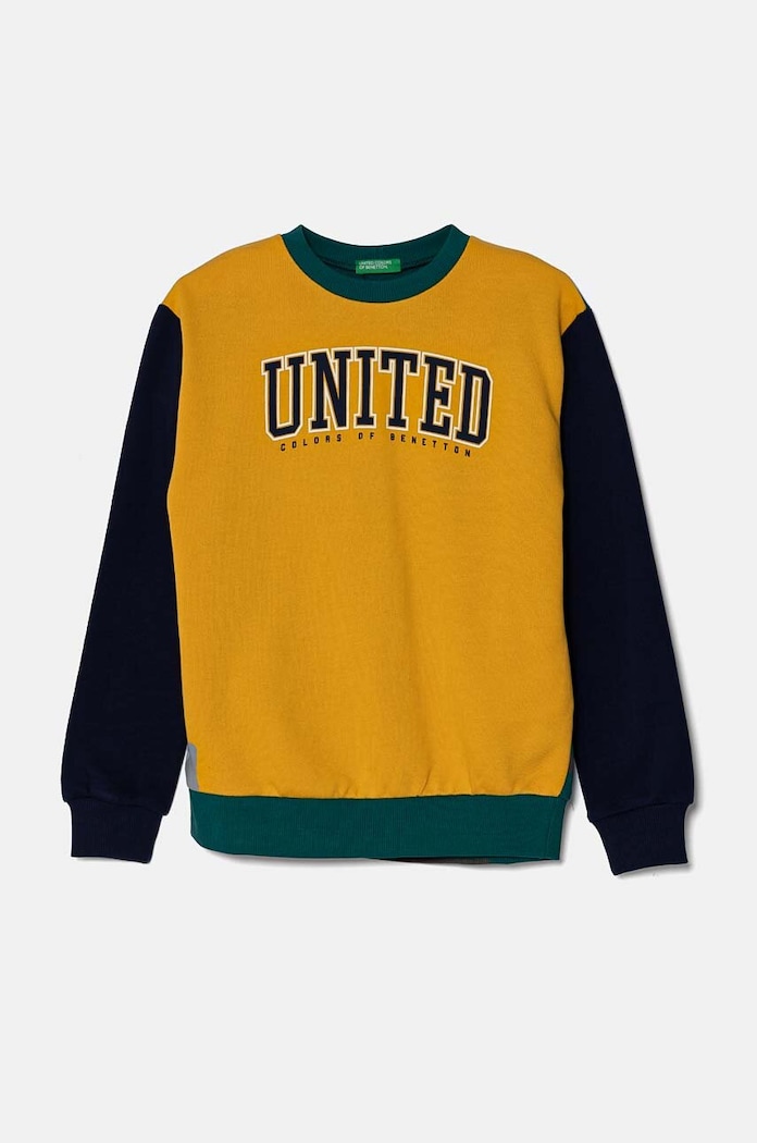 United Colors of Benetton bluza bawełniana dziecięca nadruk żółty 3J68C10JM.G.Seasonal