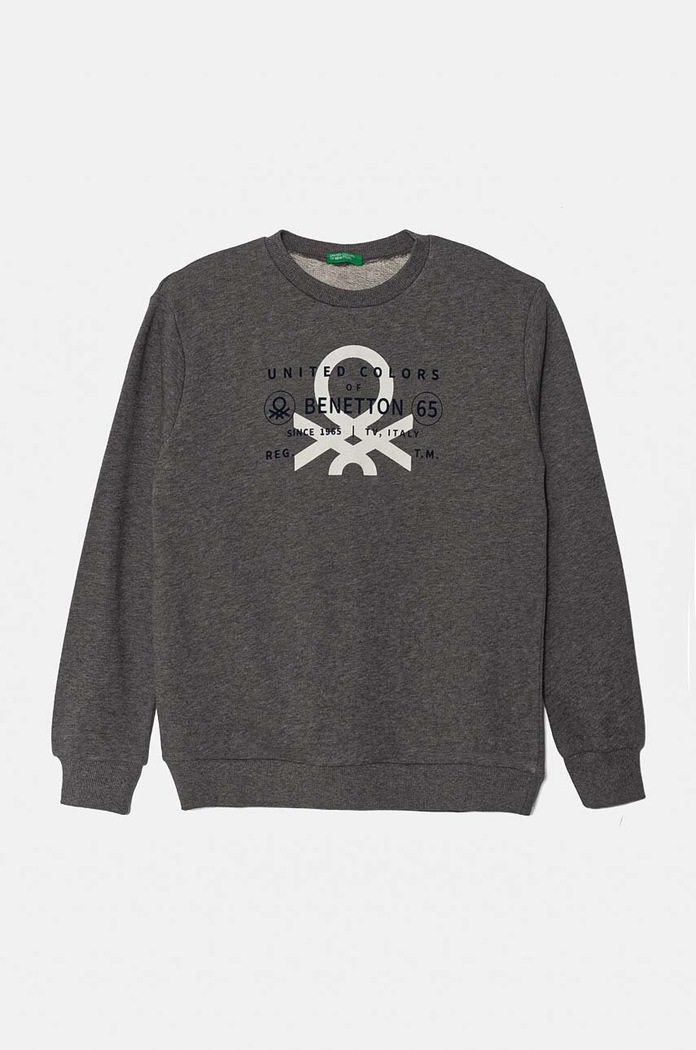 United Colors of Benetton bluza bawełniana dziecięca nadruk szary 3J68C10JM.G.Seasonal