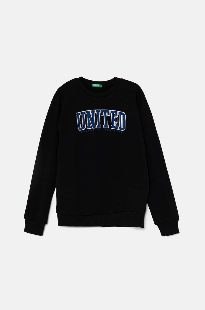 United Colors of Benetton bluza bawełniana dziecięca nadruk czarny 3J68C10JM.G.Seasonal