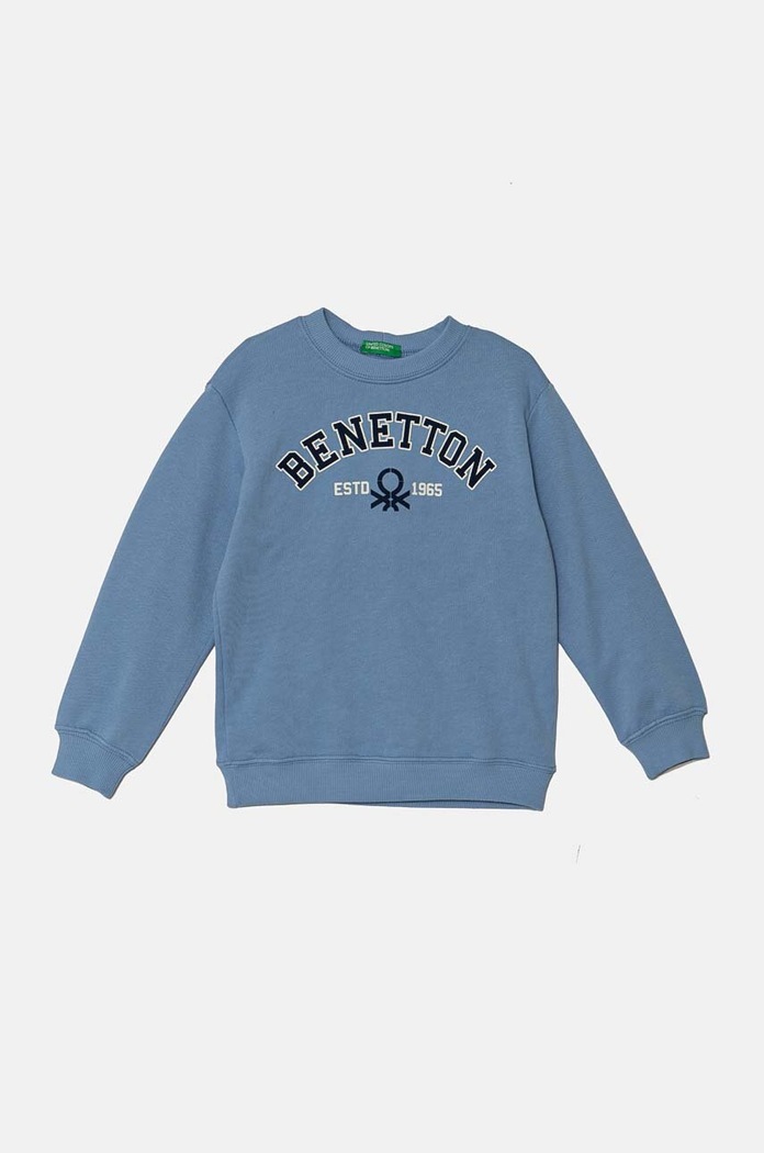 United Colors of Benetton bluza bawełniana dziecięca nadruk niebieski 3J70G10F0.P.Seasonal