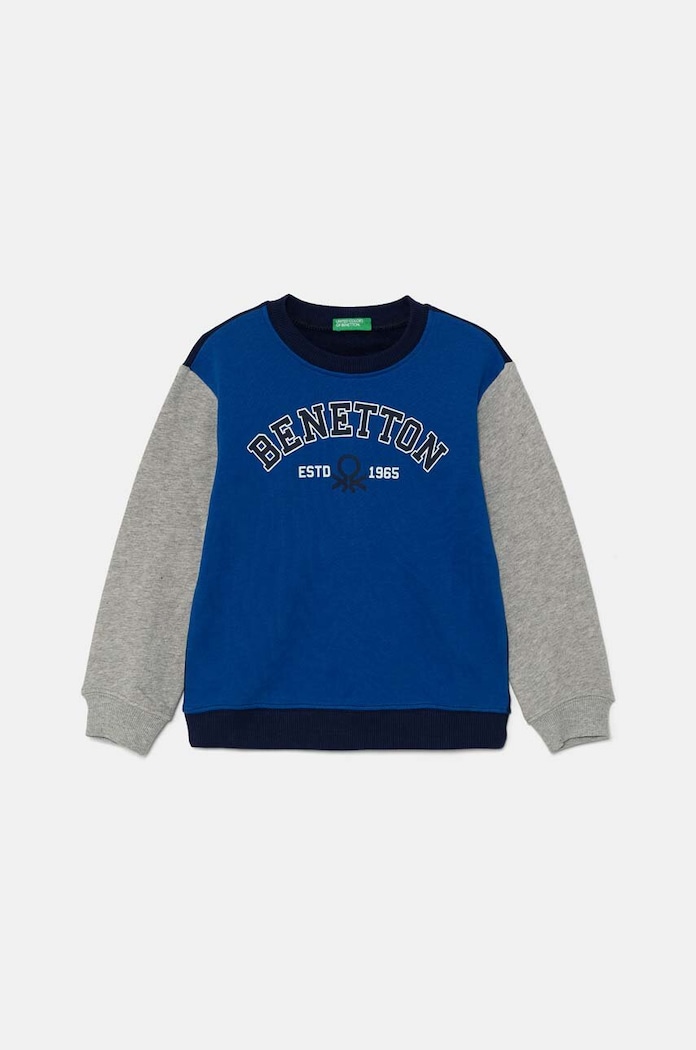United Colors of Benetton bluza bawełniana dziecięca nadruk niebieski 3J70G10F0.P.Seasonal