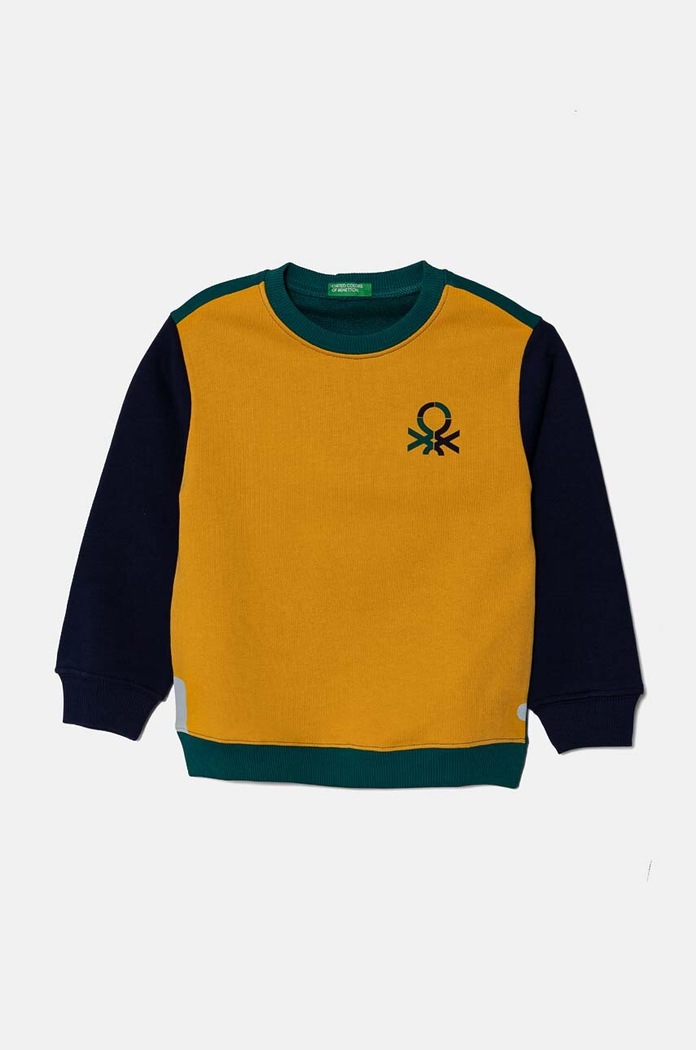 Dětská bavlněná mikina United Colors of Benetton bez kapuce vícebarevná 3J70G10F0.P.Seasonal