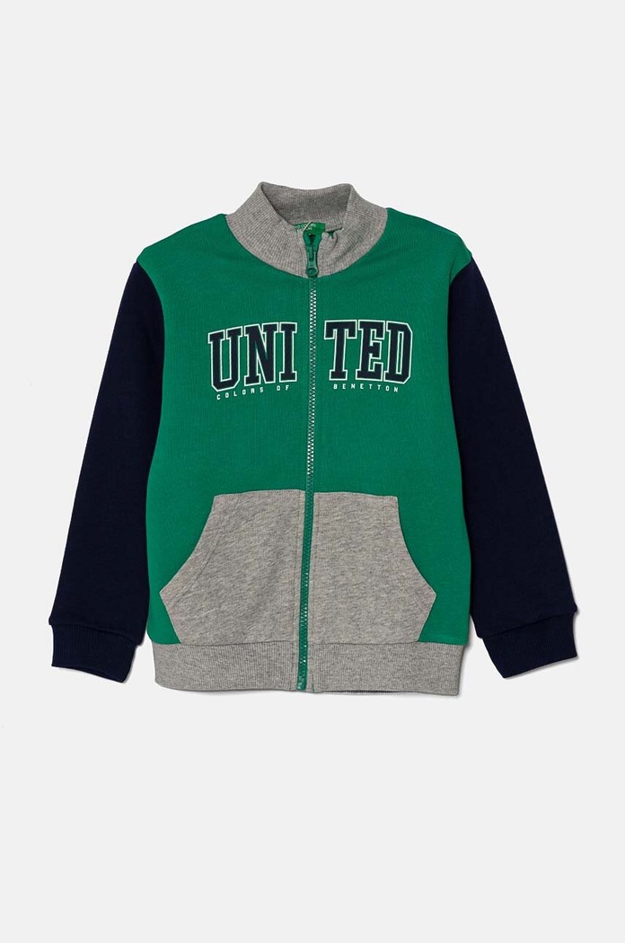 United Colors of Benetton bluza bawełniana dziecięca wzorzyste zielony 3J70G5033.P.Seasonal