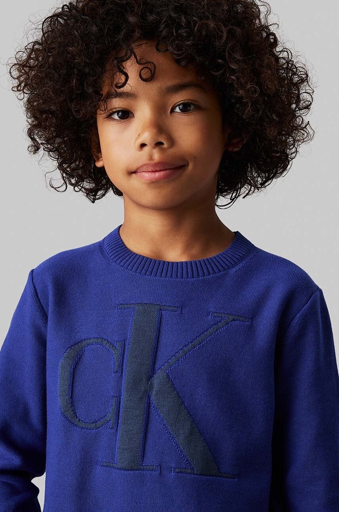 Calvin Klein Jeans sweter dziecięcy IB0IB02152.104.116.9BYH granatowy