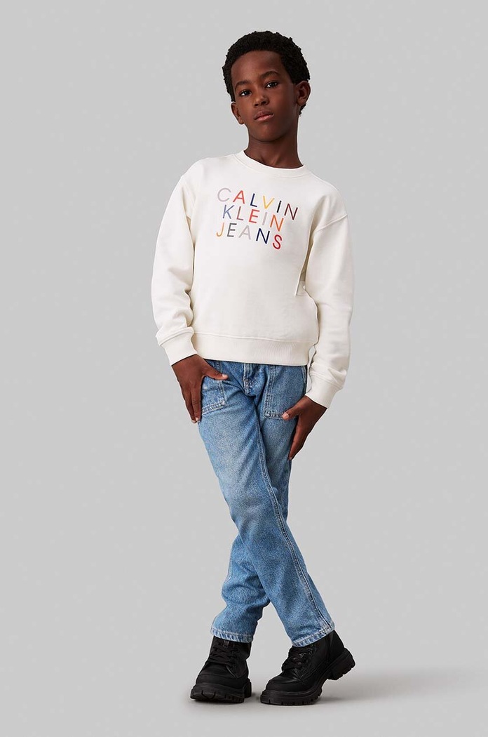 Chlapec Detská bavlnená mikina Calvin Klein Jeans IB0IB02204.128.176.9BYH béžová