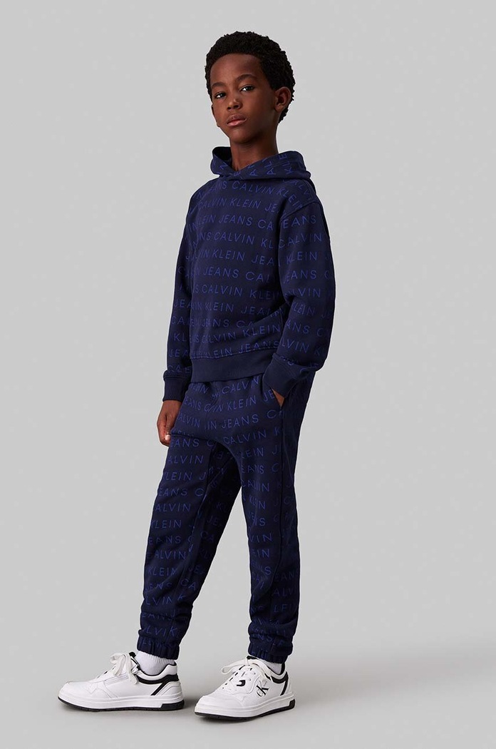 CHLAPEC Dětská bavlněná mikina Calvin Klein Jeans IB0IB02322.128.176.9BYH námořnická modř