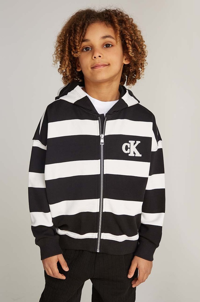 Calvin Klein Jeans bluza bawełniana dziecięca z kapturem czarny IB0IB02332.9BYH