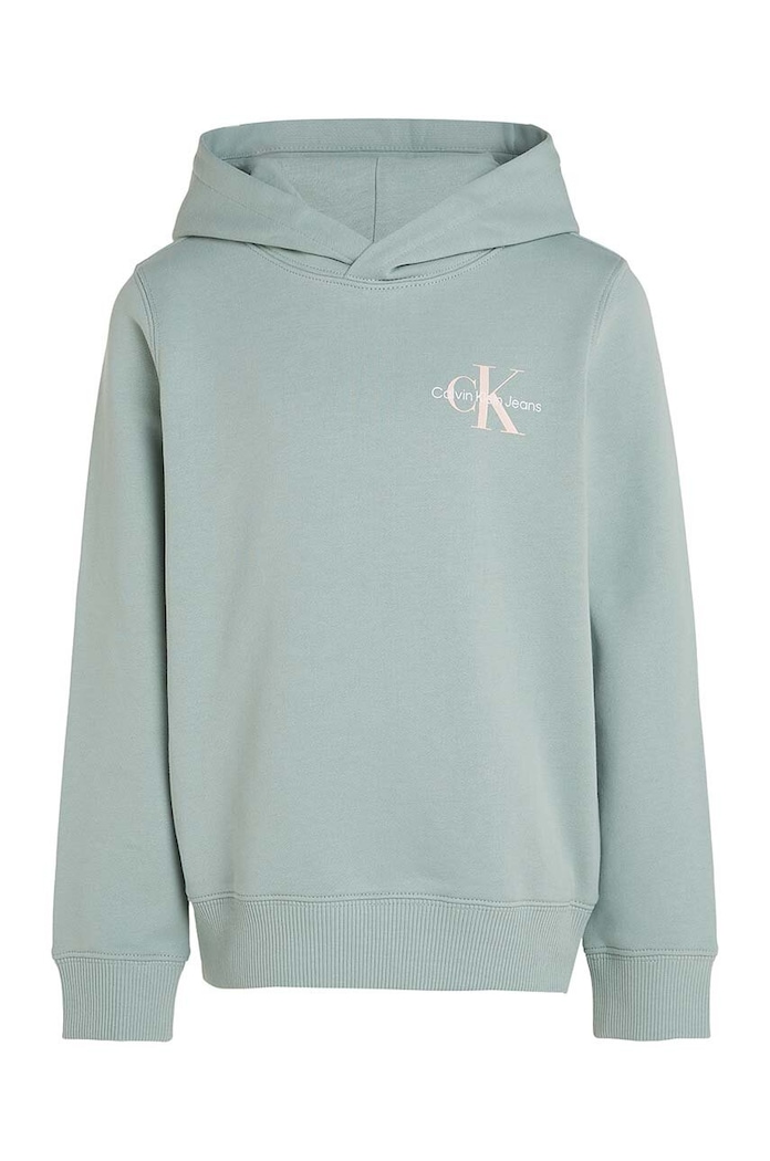 Detská bavlnená mikina Calvin Klein Jeans IU0IU00266.128.176.9BYH zelená AW24