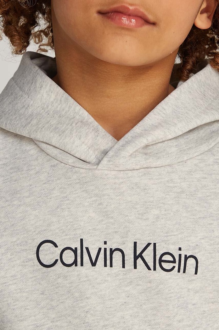 Dětská bavlněná mikina Calvin Klein Jeans IU0IU00679.128.176.9BYH šedá