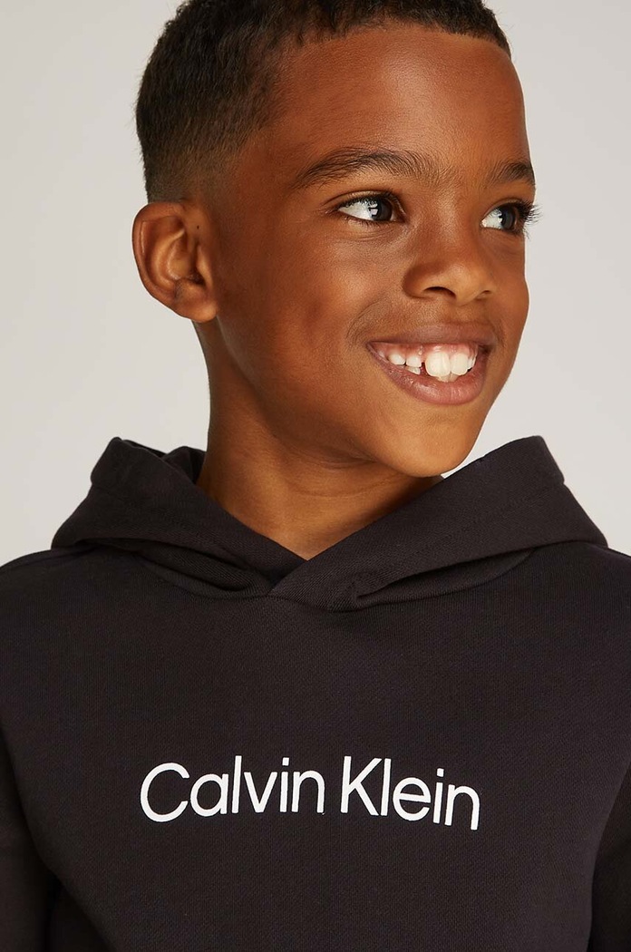 Dětská bavlněná mikina Calvin Klein Jeans černá IU0IU00679.128.176.9BYH