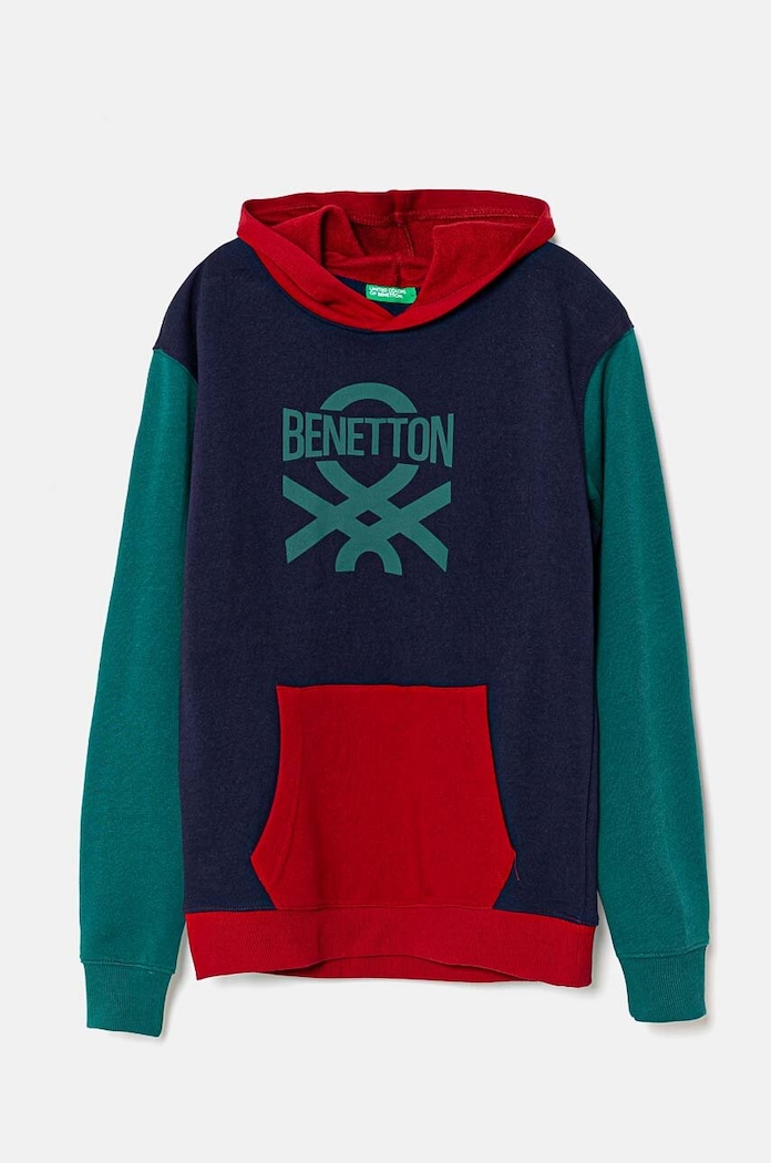 United Colors of Benetton bluza bawełniana dziecięca nadruk granatowy 3J68C203N.G.Seasonal
