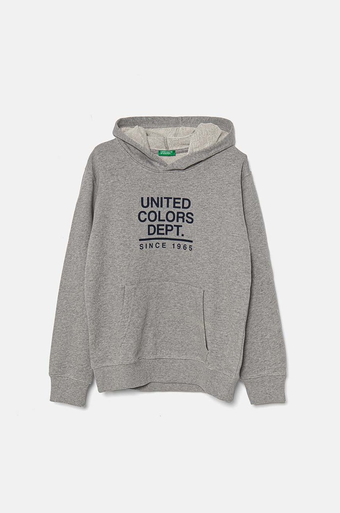 Dětská bavlněná mikina United Colors of Benetton potisk šedá 3J68C203N.G.Seasonal