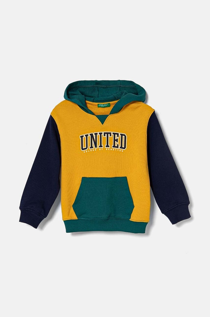 United Colors of Benetton bluza bawełniana dziecięca nadruk żółty 3J68G200Q.P.Seasonal