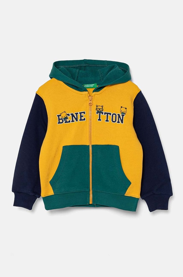 United Colors of Benetton bluza bawełniana dziecięca nadruk żółty 3J68G5034.P.Seasonal