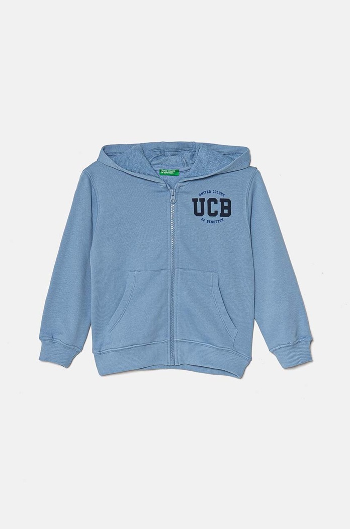 United Colors of Benetton bluza bawełniana dziecięca nadruk niebieski 3J68G5034.P.Seasonal