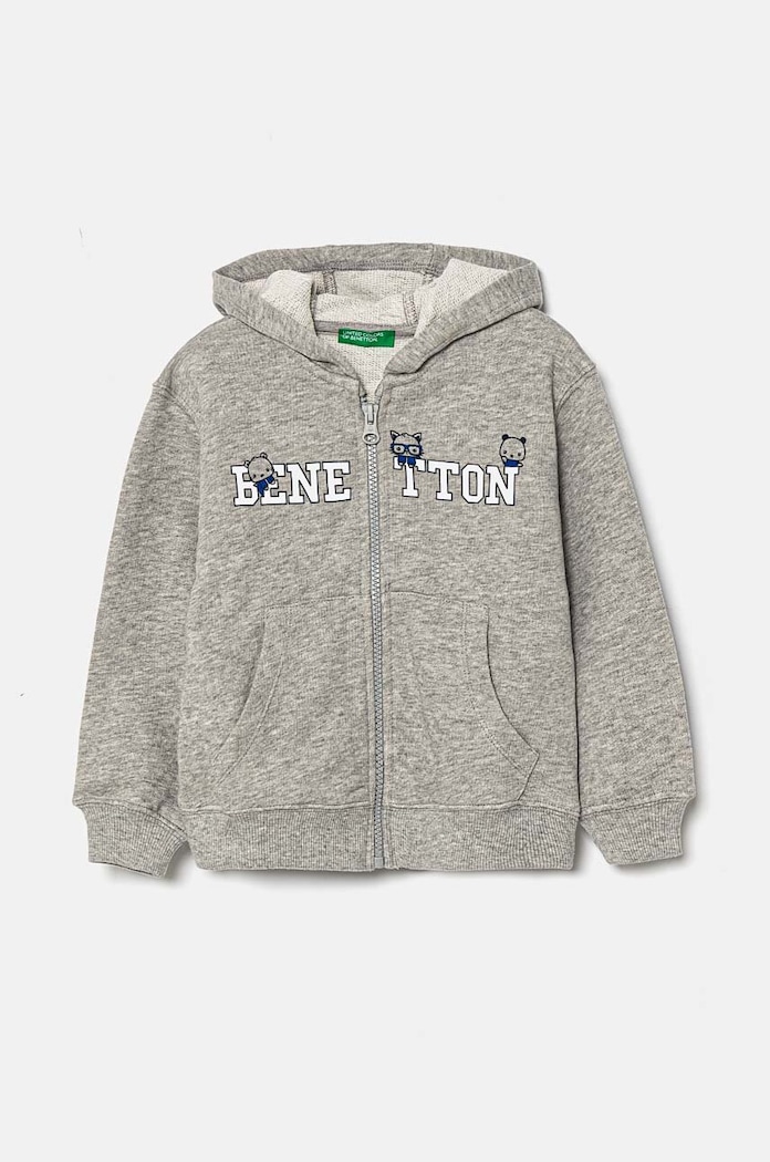United Colors of Benetton bluza bawełniana dziecięca nadruk szary 3J68G5034.P.Seasonal