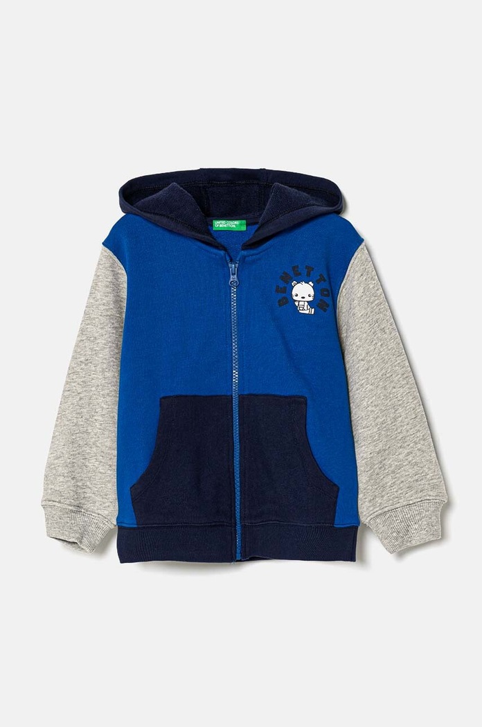 United Colors of Benetton bluza bawełniana dziecięca nadruk niebieski 3J68G5034.P.Seasonal