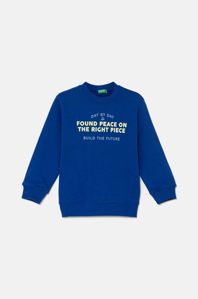 Dětská bavlněná mikina United Colors of Benetton bez kapuce námořnická modř 3FWYG10FN.P.Seasonal