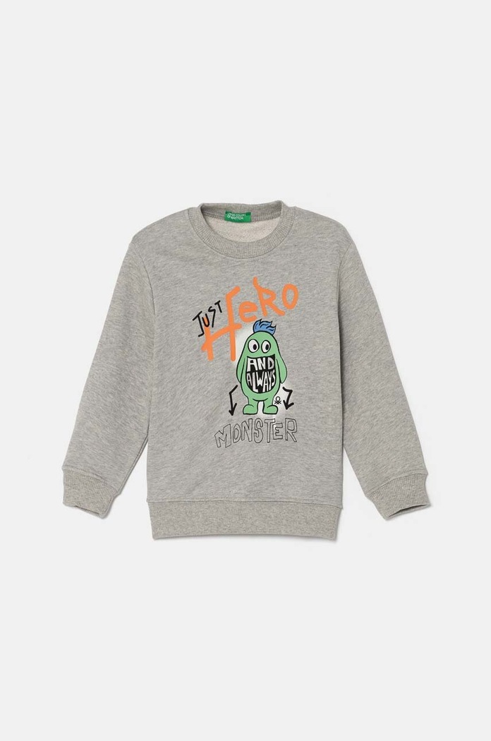 United Colors of Benetton hanorac de bumbac pentru copii print gri 3FWYG10FN.P.Seasonal