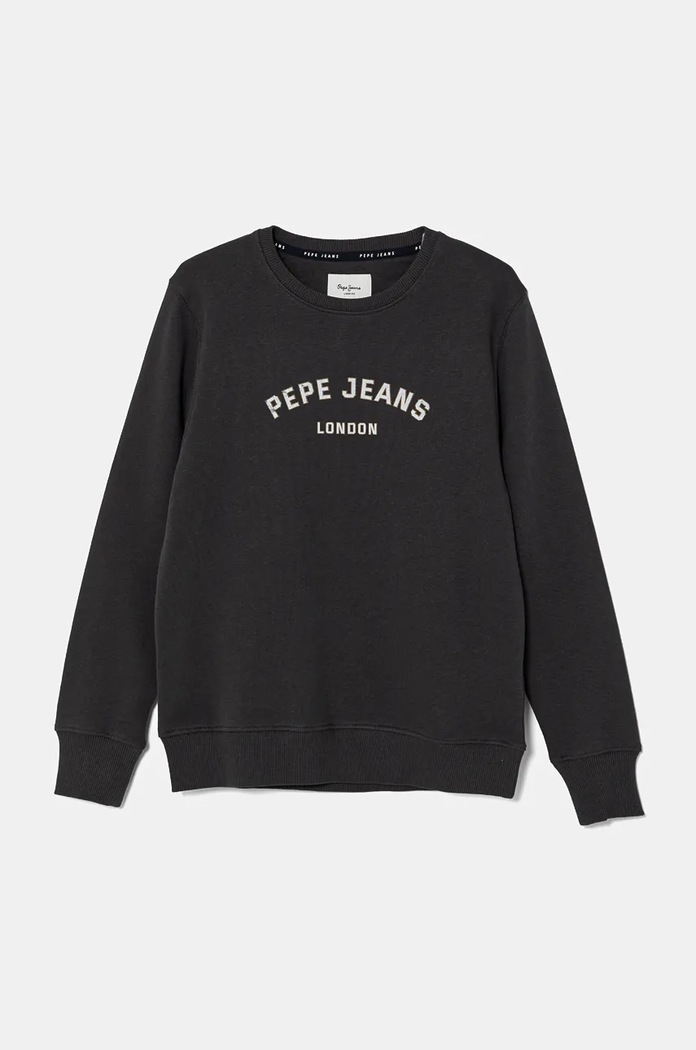 Dětská bavlněná mikina Pepe Jeans ALDRIDGE CREW bez kapuce šedá PB581622