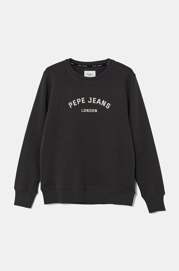 Dětská bavlněná mikina Pepe Jeans ALDRIDGE CREW bez kapuce šedá PB581622