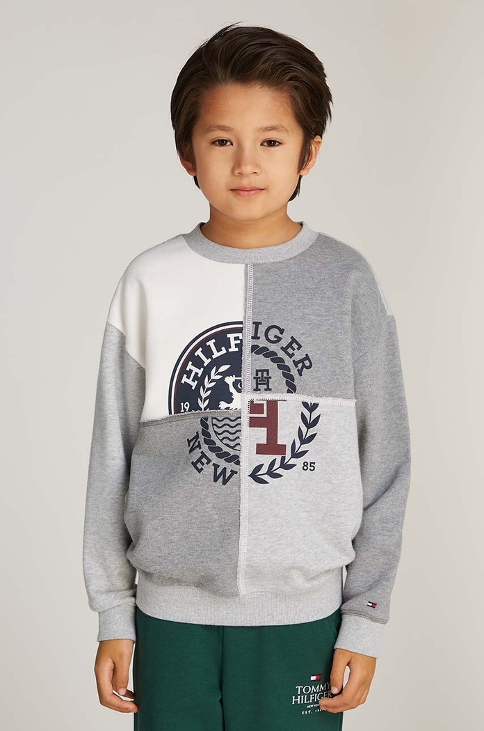Otroški pulover Tommy Hilfiger Potisk siva KB0KB09380.9BYH.