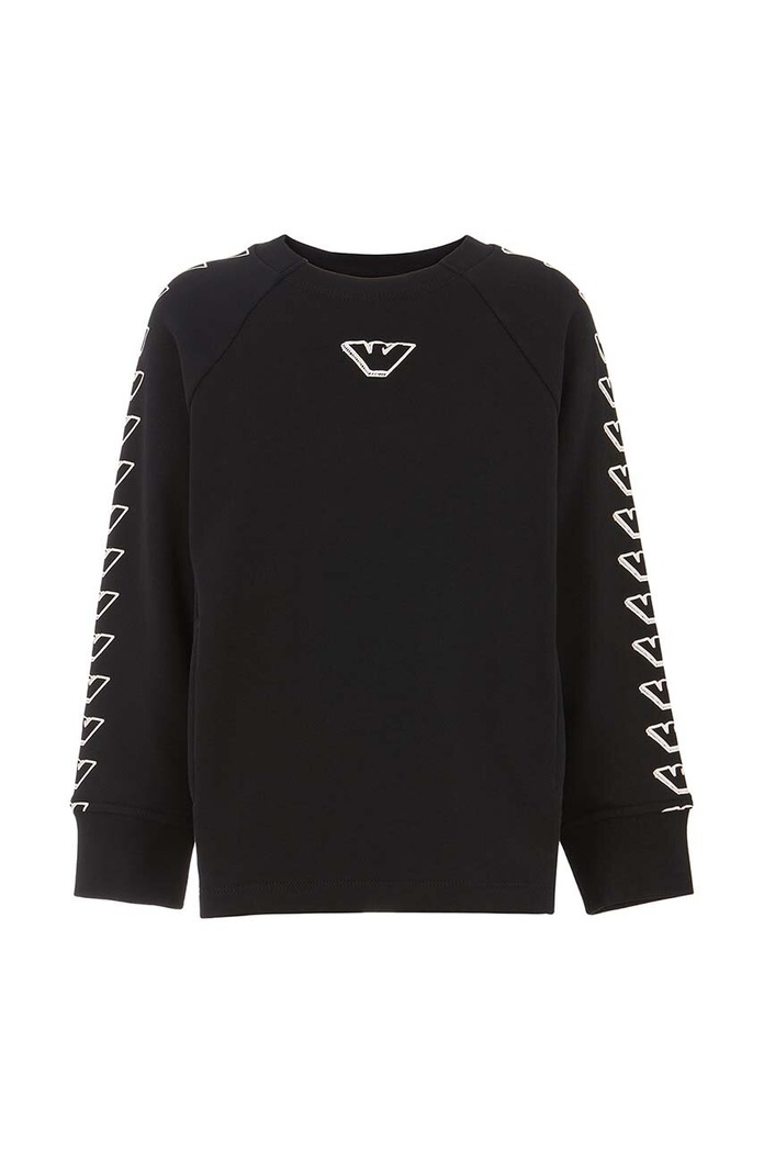 Dětská bavlněná mikina Emporio Armani EB000017.AF10381 černá AW24