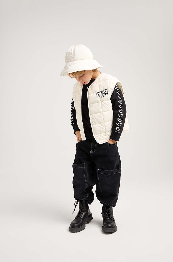 Dětská bavlněná mikina Emporio Armani bez kapuce černá EB000017.AF10381