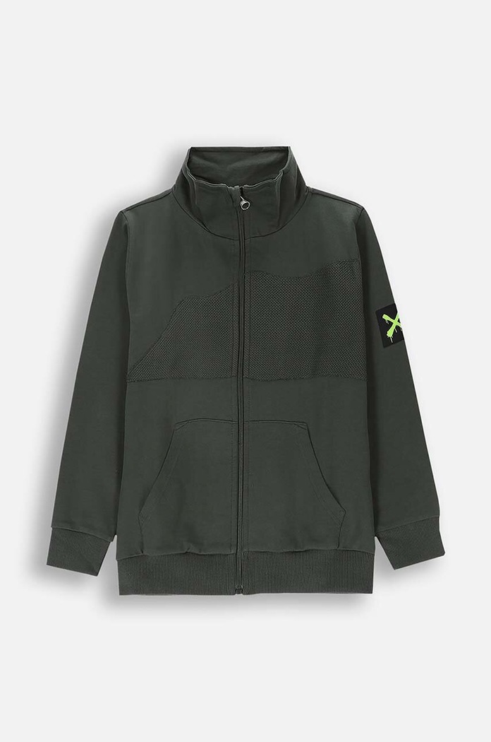 Coccodrillo hanorac de bumbac pentru copii uni verde ZC4132202GBJ
