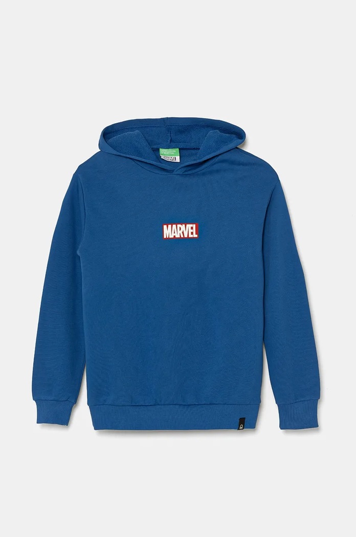 Dětská bavlněná mikina United Colors of Benetton s kapucí modrá 3J68C2044.G.Seasonal