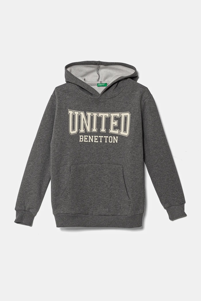 United Colors of Benetton bluza dziecięca z kapturem szary 3EB5C203U.G.Seasonal