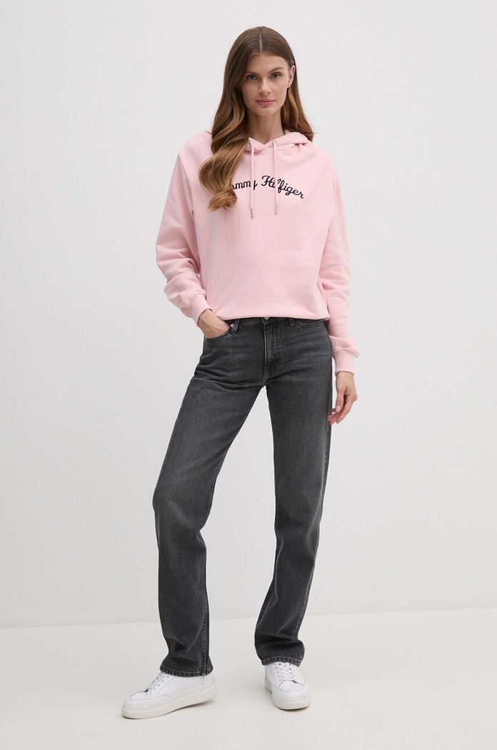 Tommy Hilfiger bluza bawełniana WW0WW42612 różowy AW24