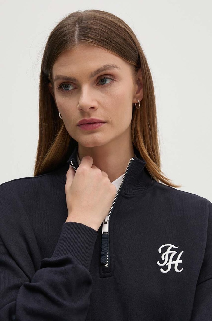 Bavlněná mikina Tommy Hilfiger námořnická modř WW0WW43337