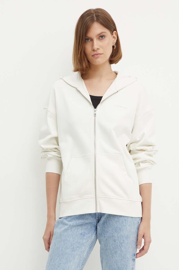 Βαμβακερή μπλούζα Calvin Klein Jeans βαμβάκι μπεζ J20J223533